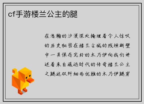 cf手游楼兰公主的腿