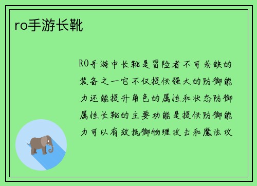 ro手游长靴