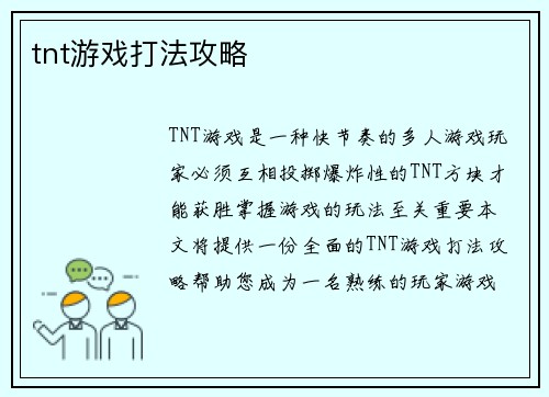 tnt游戏打法攻略